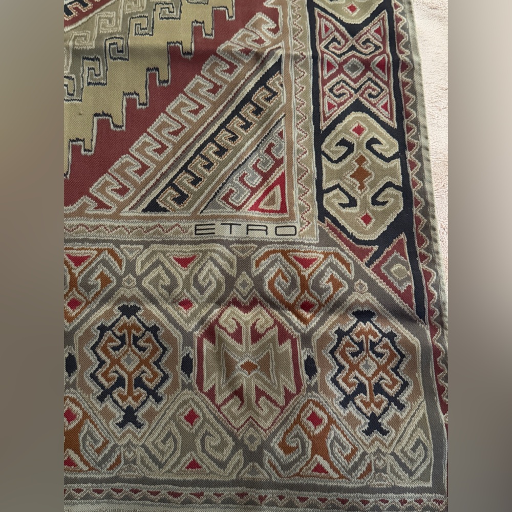 Vintage ETRO Scarf Rare Geometric Pattern Luxury Wrap Made in Italy